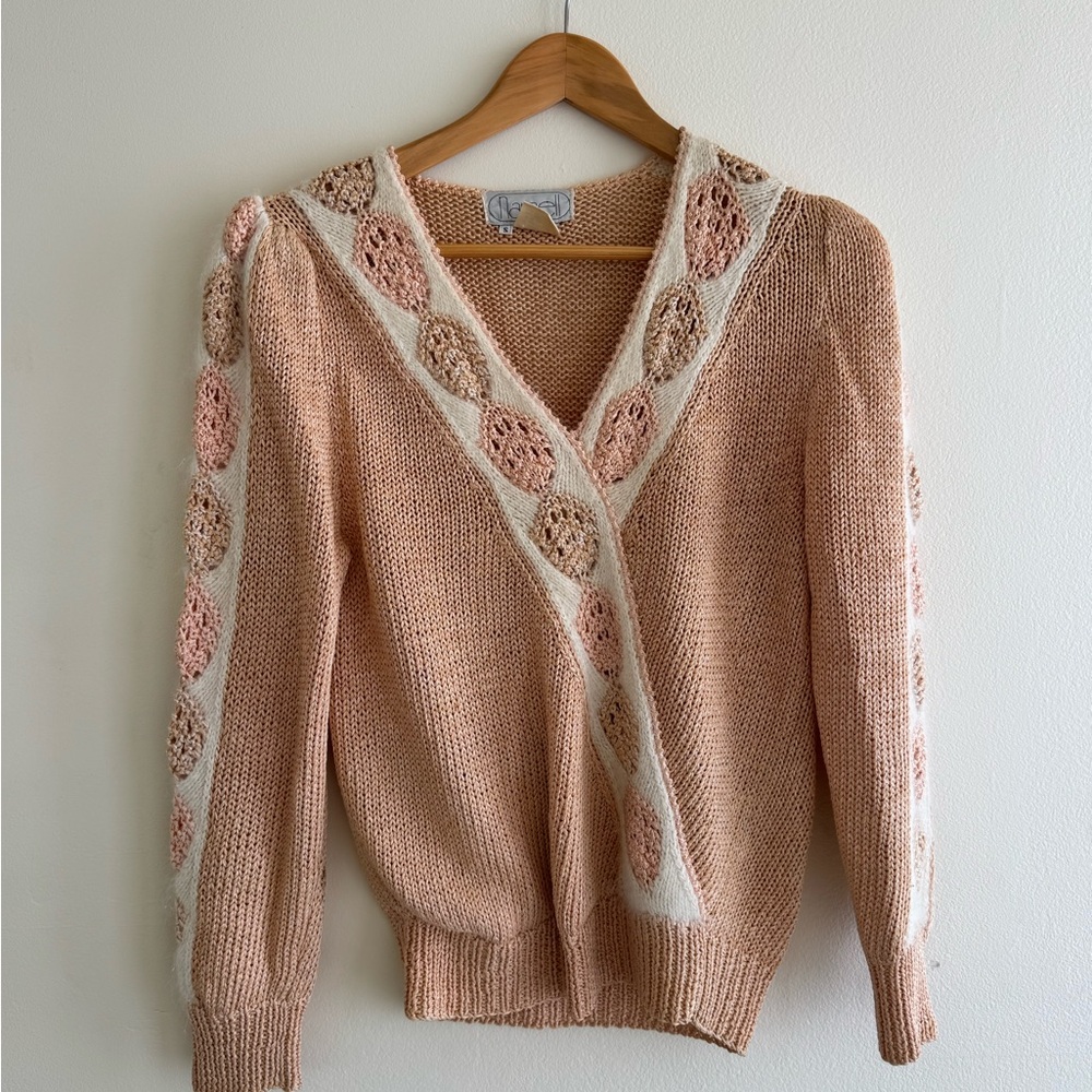 Vintage Nannell linen/ angora hand knit sweater size S